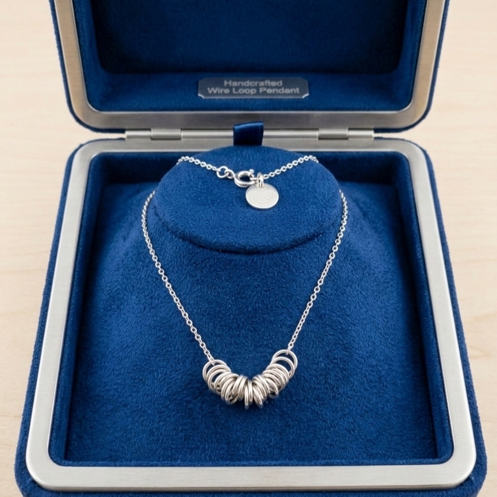 Elegant Sterling Silver Wire Loop Pendant Necklace